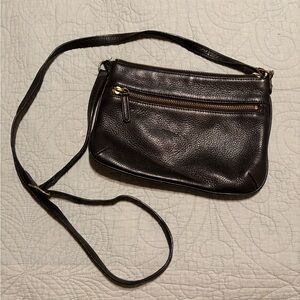 Talbots Elegant Black Leather Crossbody Bag